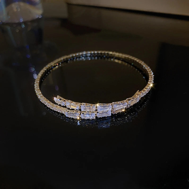 Silver Zircon Open Cuff Bangle by ZEB Jewelry – view 23