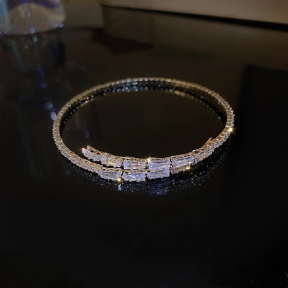 Silver Zircon Open Cuff Bangle by ZEB Jewelry – view 23