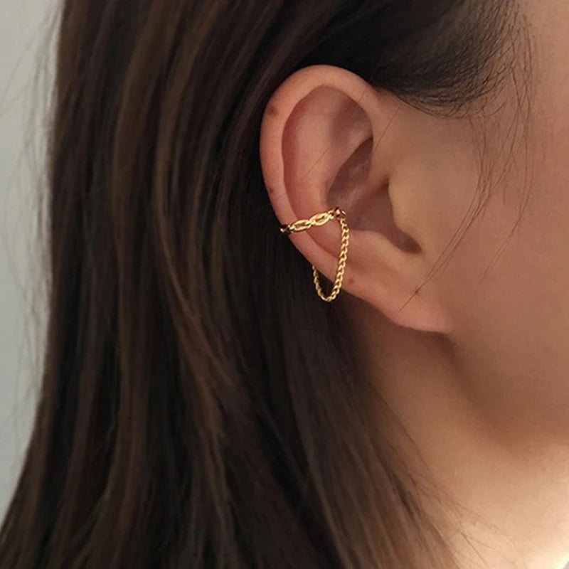 Zircon Star Chain Clip Earrings by ZEB Jewelry – view 8