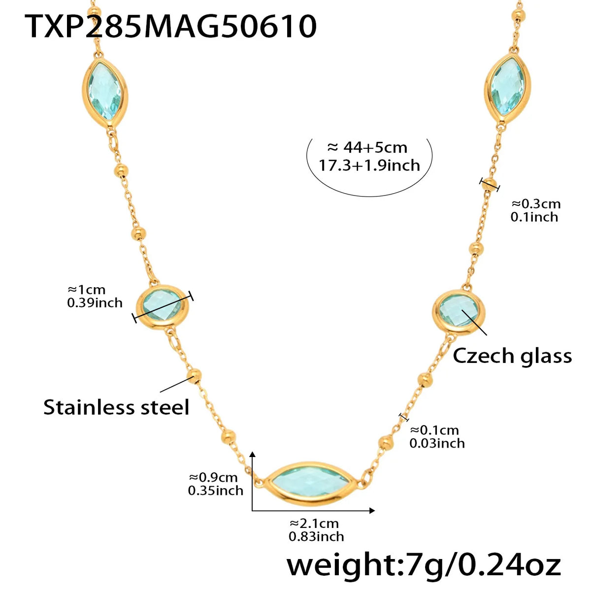 Long Glass Pendant Necklace – Stainless Steel by ZEB Jewelry – view 7