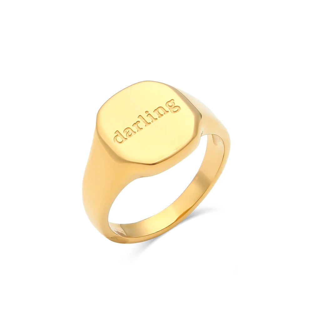Engraved Ring – 18K Gold-Plated Stainless Steel by ZEB Jewelry – view 20