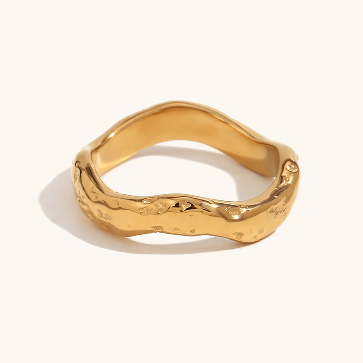 Wavy Texture Ring – 18K PVD Stainless Steel by ZEB Jewelry – view 1