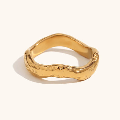 Wavy Texture Ring – 18K PVD Stainless Steel by ZEB Jewelry – view 1