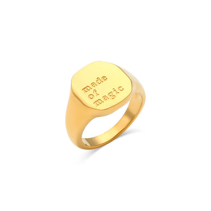 Engraved Ring – 18K Gold-Plated Stainless Steel by ZEB Jewelry – view 25