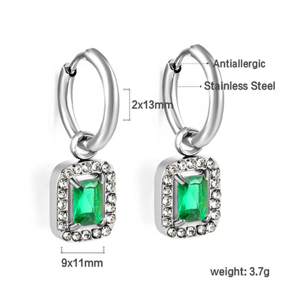 Vintage Green Crystal Hoop Earrings by ZEB Jewelry – view 20