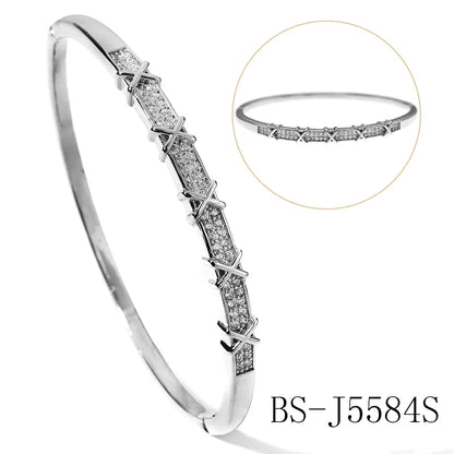 Zircon Studded Open Bangle – Silver-Tone Copper by ZEB Jewelry – view 8