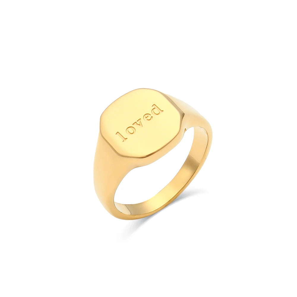 Engraved Ring – 18K Gold-Plated Stainless Steel by ZEB Jewelry – view 22