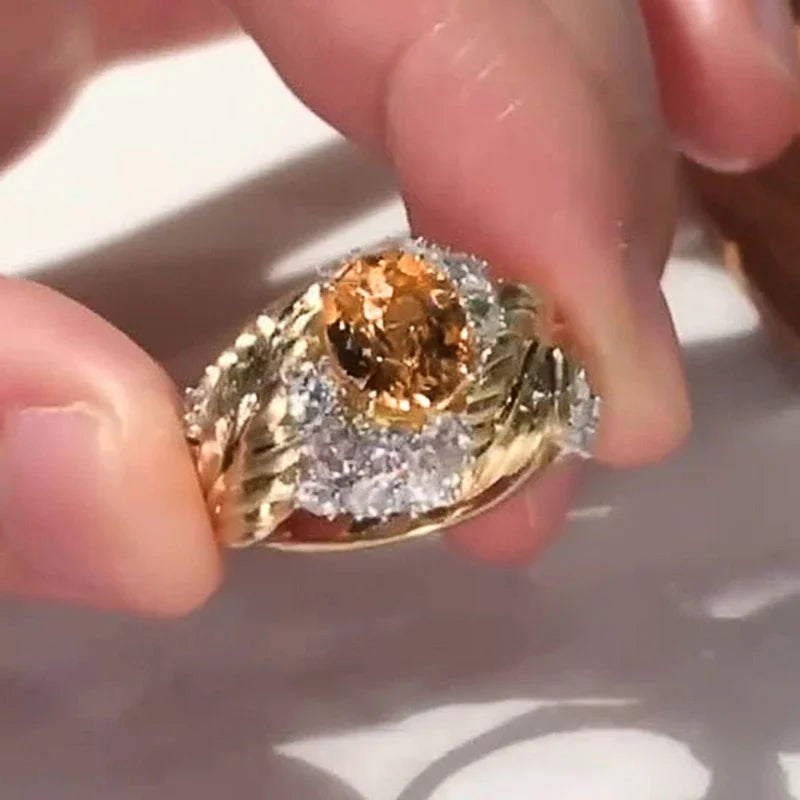 Champagne Cubic Zirconia Statement Ring by ZEB Jewelry – view 2