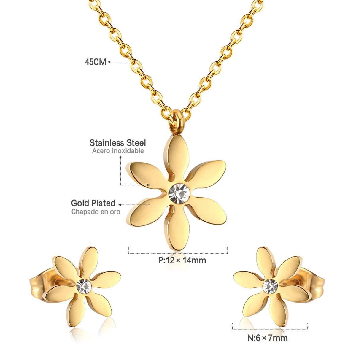 White Shell Clover Jewelry Set – Stainless Steel by ZEB Jewelry – view 20