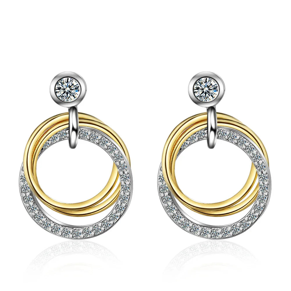 Crystal Circle Drop Earrings – 925 Sterling Silver by ZEB Jewelry – view 8