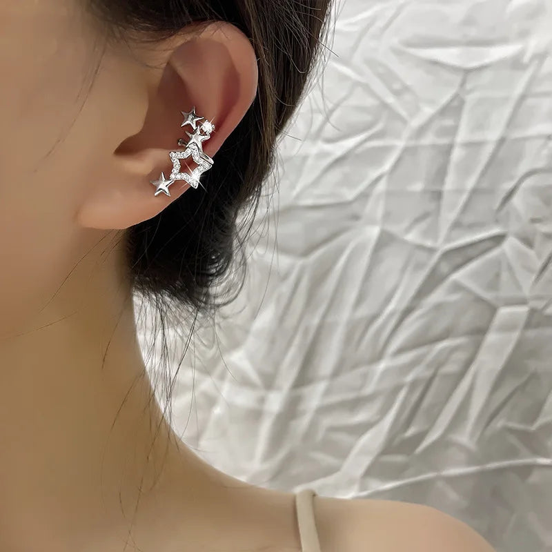 Zircon Star Tassel Clip Earrings by ZEB Jewelry – view 12