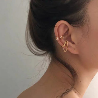 Zircon Star Chain Clip Earrings by ZEB Jewelry – view 10