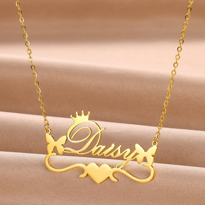 Personalized Butterfly Heart Name Necklace – Stainless Steel by ZEB Jewelry – view 7