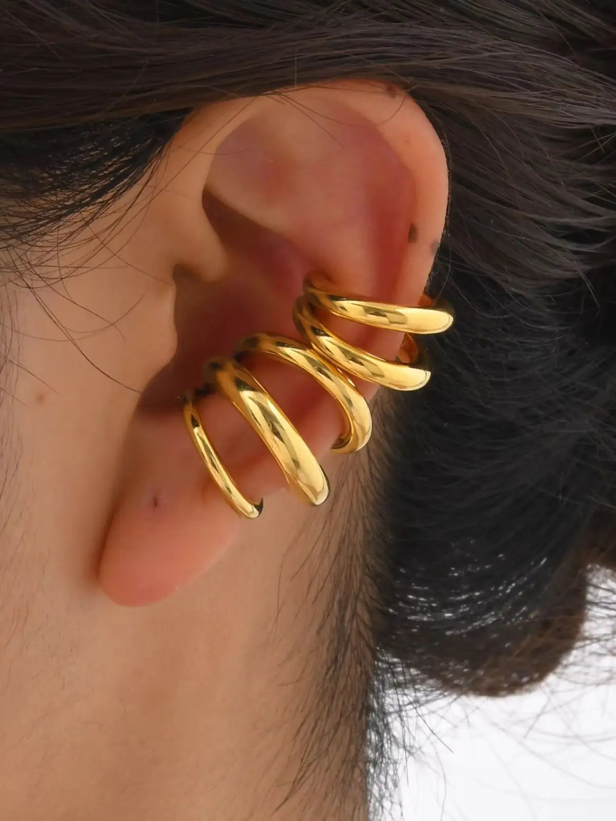 Waterdrop Cartilage Ear Cuff – Stainless Steel by ZEB Jewelry – view 7