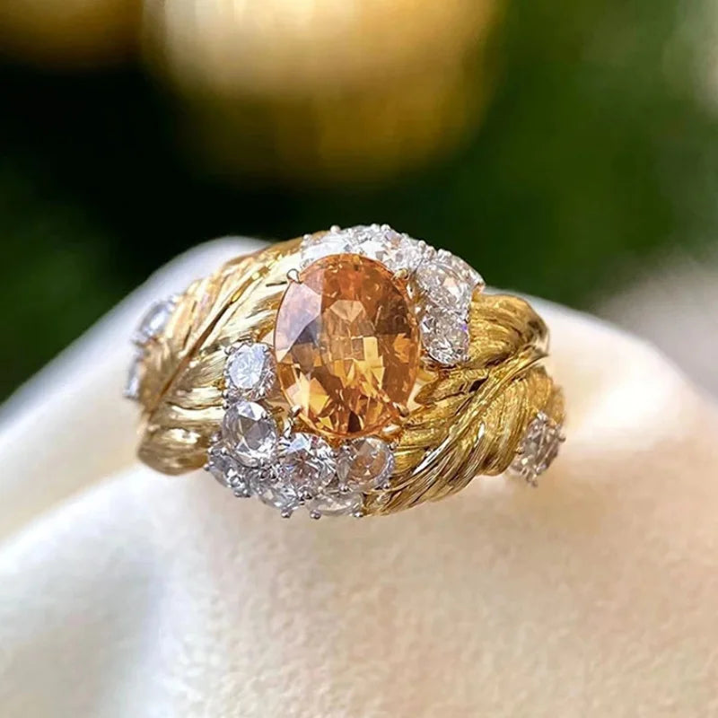 Champagne Cubic Zirconia Statement Ring by ZEB Jewelry – view 7