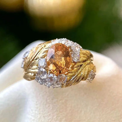 Champagne Cubic Zirconia Statement Ring by ZEB Jewelry – view 7