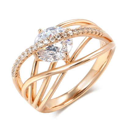 Rose Gold-Tone Cross Zircon Ring by ZEB Jewelry – view 6