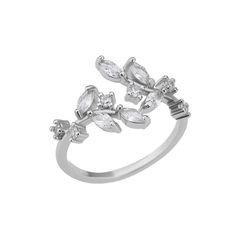 Zircon Leaf Open Ring by ZEB Jewelry – view 8