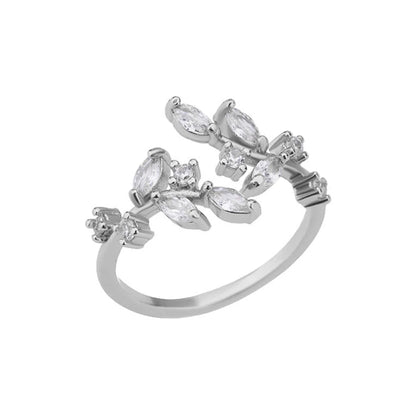 Zircon Leaf Open Ring by ZEB Jewelry – view 8
