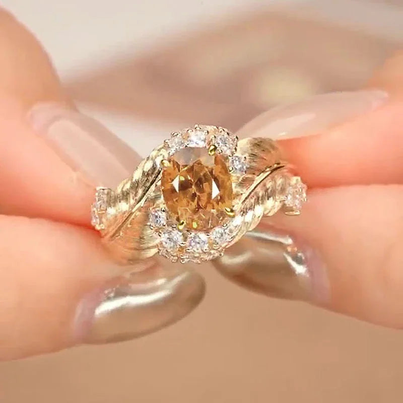 Champagne Cubic Zirconia Statement Ring by ZEB Jewelry – view 4
