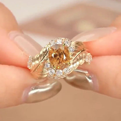 Champagne Cubic Zirconia Statement Ring by ZEB Jewelry – view 4