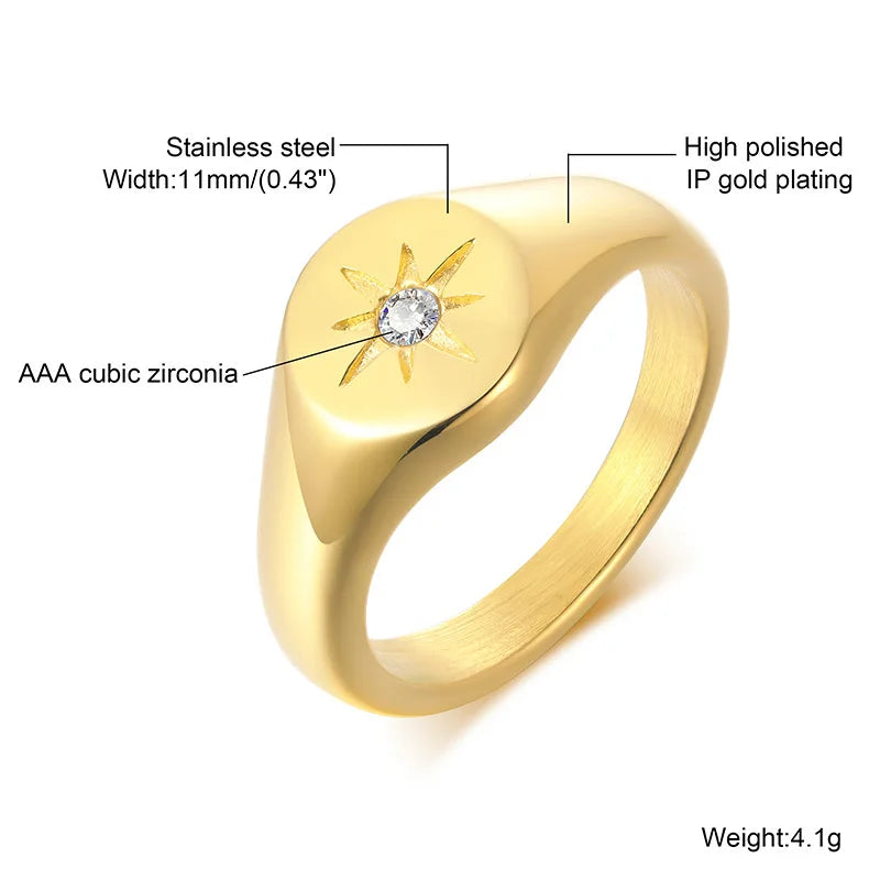 Sunshine Signet Ring – 18K Gold-Plated by ZEB Jewelry – view 18
