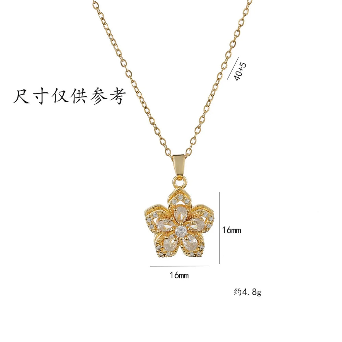 Rotating Zircon Flower Necklace – Stainless Steel by ZEB Jewelry – view 2