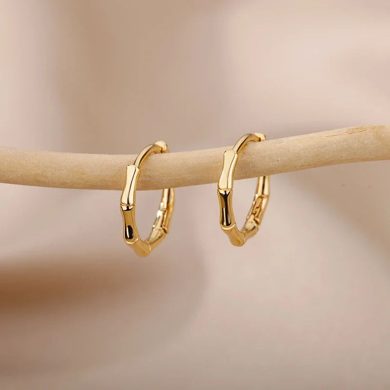 Twisted Gold Hoop Earrings – Stainless Steel by ZEB Jewelry – view 4