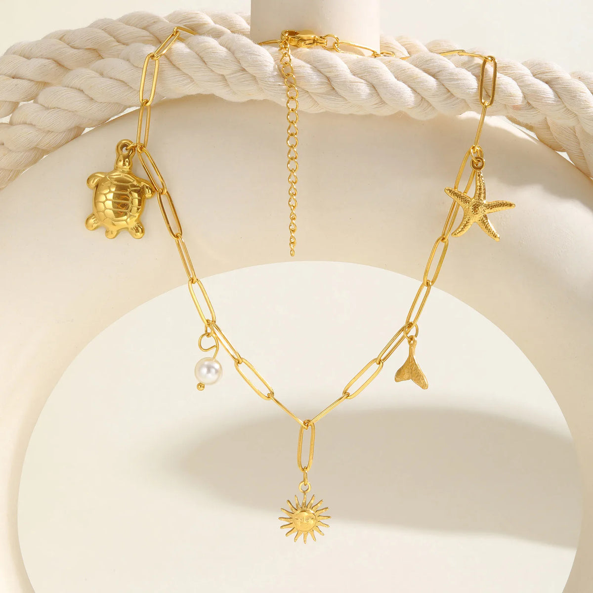 Pearl Shell & Starfish Charm Necklace – 18K Gold-Plated by ZEB Jewelry – view 8