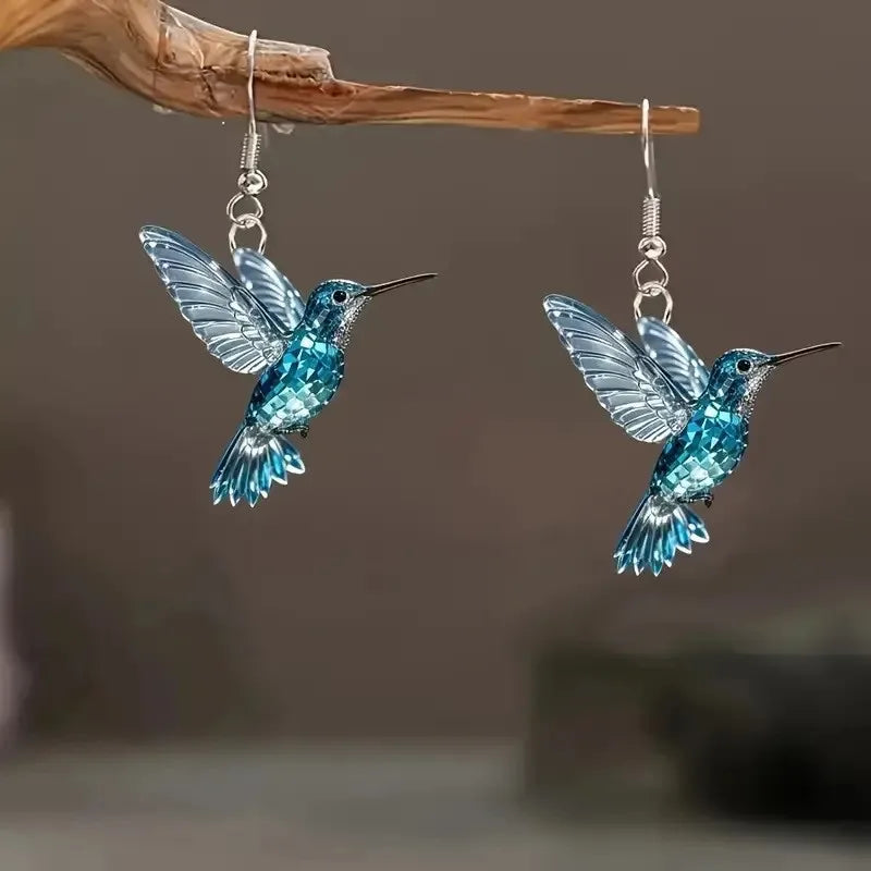 Hummingbird Drop Earrings – Lightweight Acrylic by ZEB Jewelry – view 12