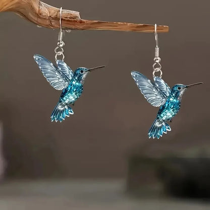 Hummingbird Drop Earrings – Lightweight Acrylic by ZEB Jewelry – view 12