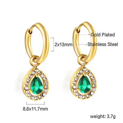 Vintage Green Crystal Hoop Earrings by ZEB Jewelry – view 7