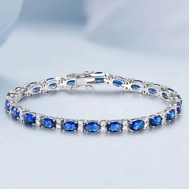 Sapphire-Style Bangle – 925 Sterling Silver by ZEB Jewelry – view 1