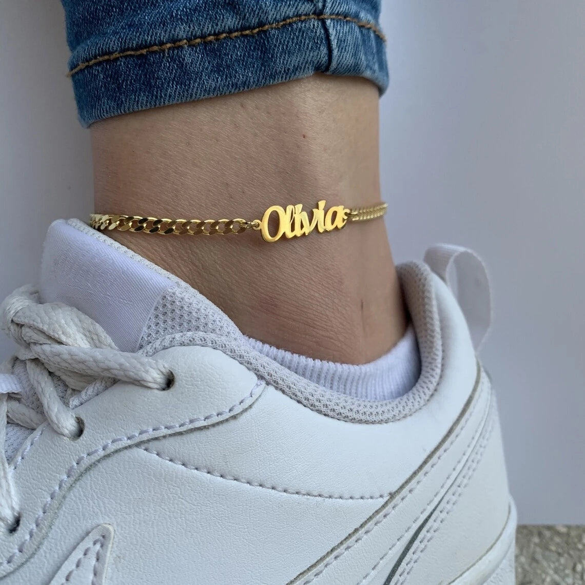 Personalized Crown Name Anklet – Stainless Steel by ZEB Jewelry – view 7