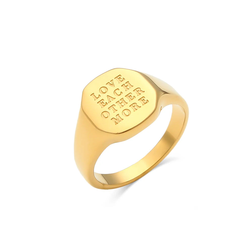 Engraved Ring – 18K Gold-Plated Stainless Steel by ZEB Jewelry – view 23