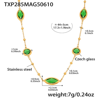 Long Glass Pendant Necklace – Stainless Steel by ZEB Jewelry – view 10