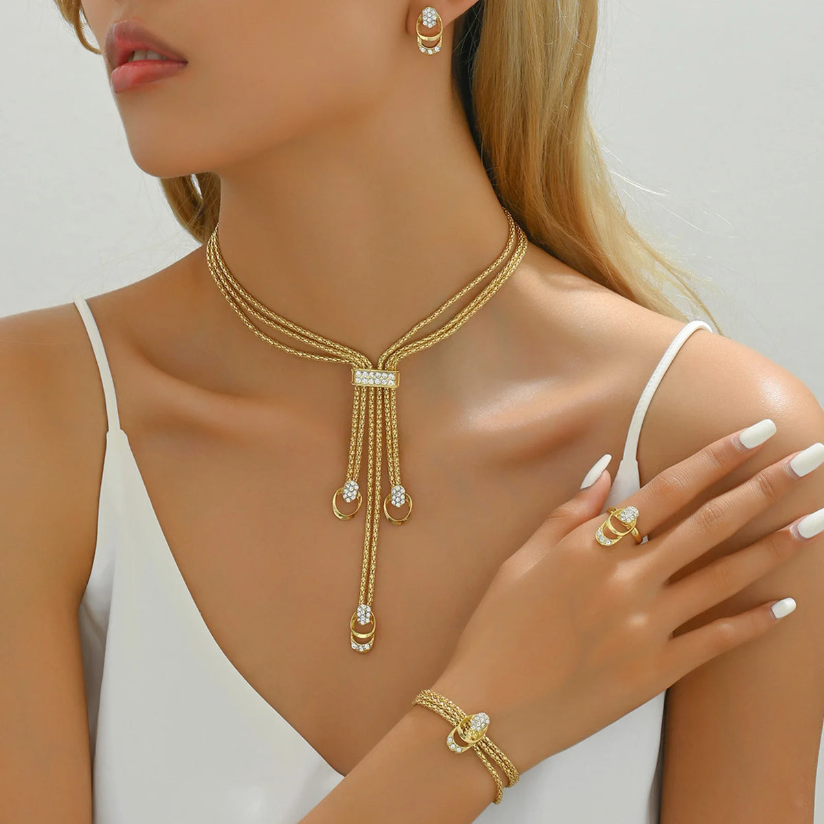 Tassel Jewelry Set – Necklace, Bracelet, Earrings & Ring by ZEB Jewelry – view 1