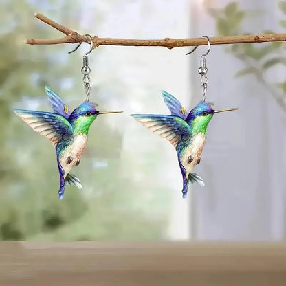 Hummingbird Drop Earrings – Lightweight Acrylic by ZEB Jewelry – view 7