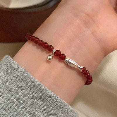 Red Agate Fish Charm Bracelets