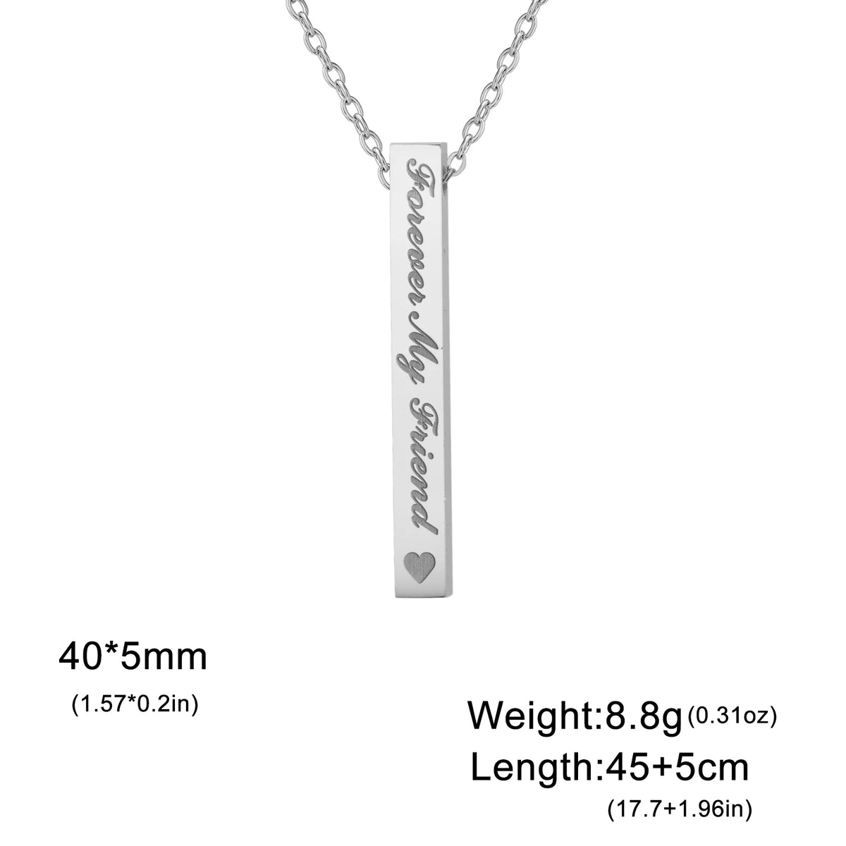 Friendship Bar Pendant Necklace – Stainless Steel by ZEB Jewelry – view 9