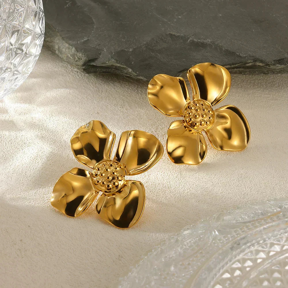 Geometric Flower Earrings – Stainless Steel by ZEB Jewelry – view 6