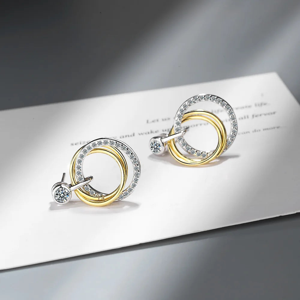 Crystal Circle Drop Earrings – 925 Sterling Silver by ZEB Jewelry – view 4