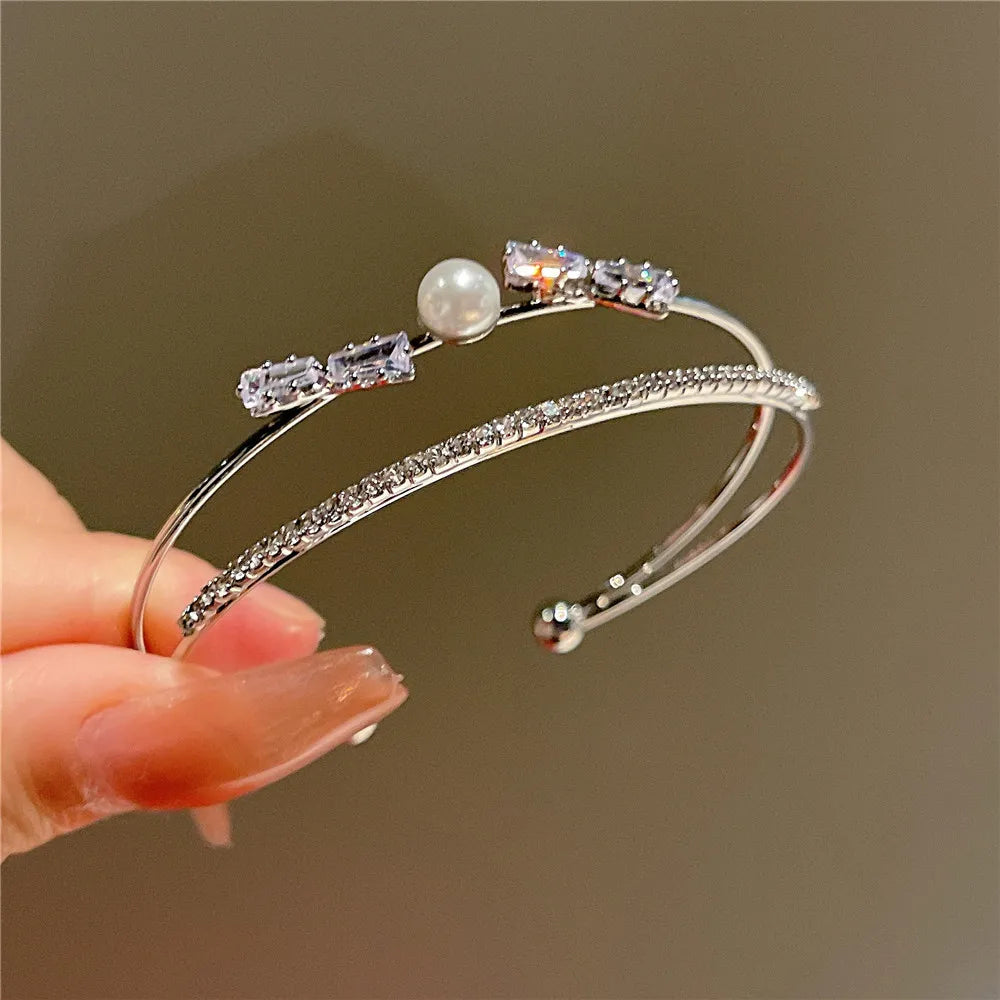 Silver Zircon Open Cuff Bangle by ZEB Jewelry – view 20