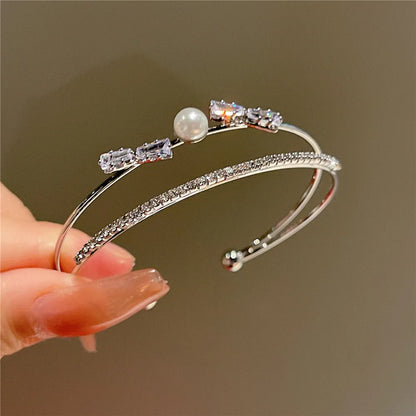 Silver Zircon Open Cuff Bangle by ZEB Jewelry – view 20