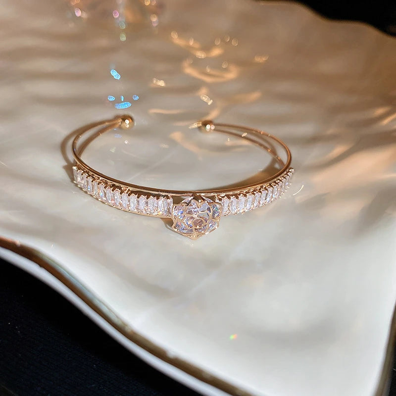 Silver Zircon Open Cuff Bangle by ZEB Jewelry – view 27