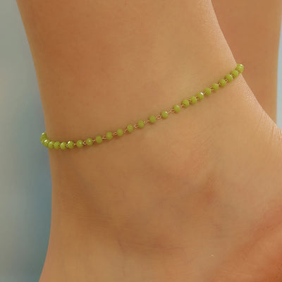 Green Gemstone Anklet laser plated