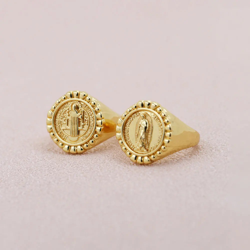 Virgin Mary Religious Ring – Gold-Tone Copper by ZEB Jewelry – view 1