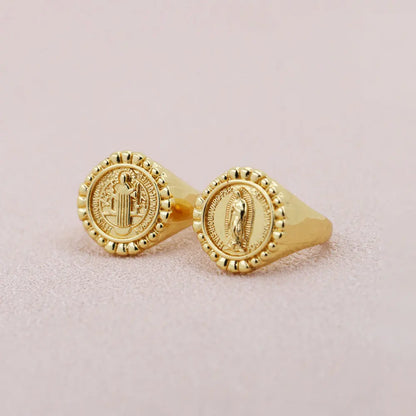 Virgin Mary Religious Ring – Gold-Tone Copper by ZEB Jewelry – view 1