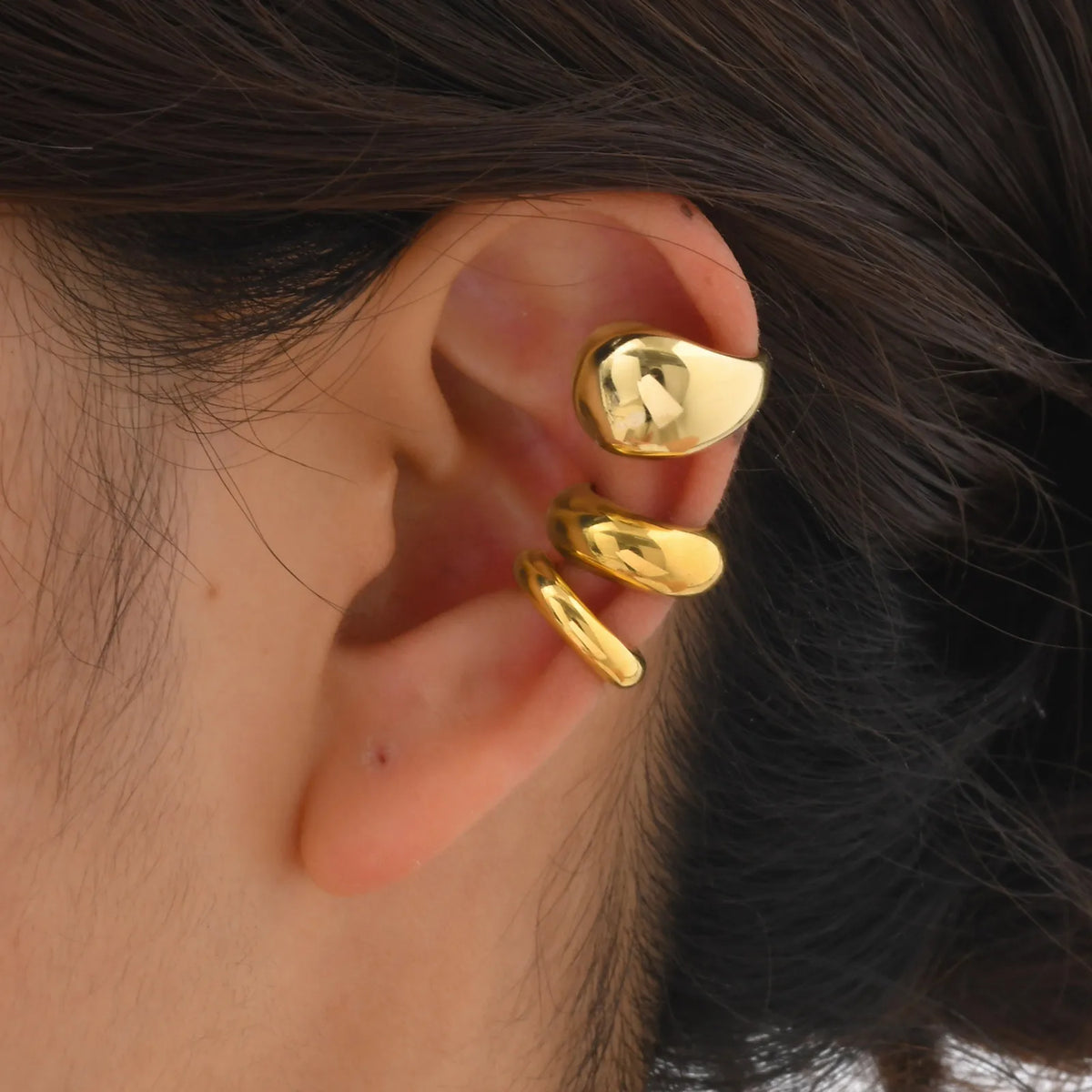 Waterdrop Cartilage Ear Cuff – Stainless Steel by ZEB Jewelry – view 4