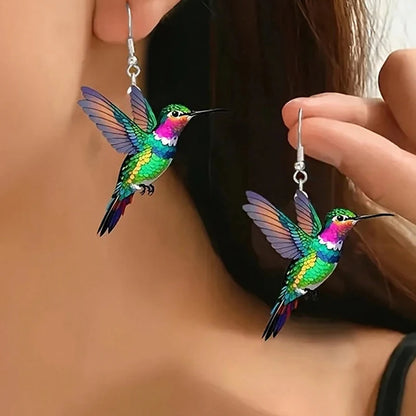 Hummingbird Drop Earrings – Lightweight Acrylic by ZEB Jewelry – view 3